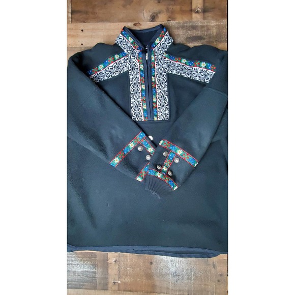 Obermeyer vintage fleece embroidered pullover women's large black - Picture 2 of 13